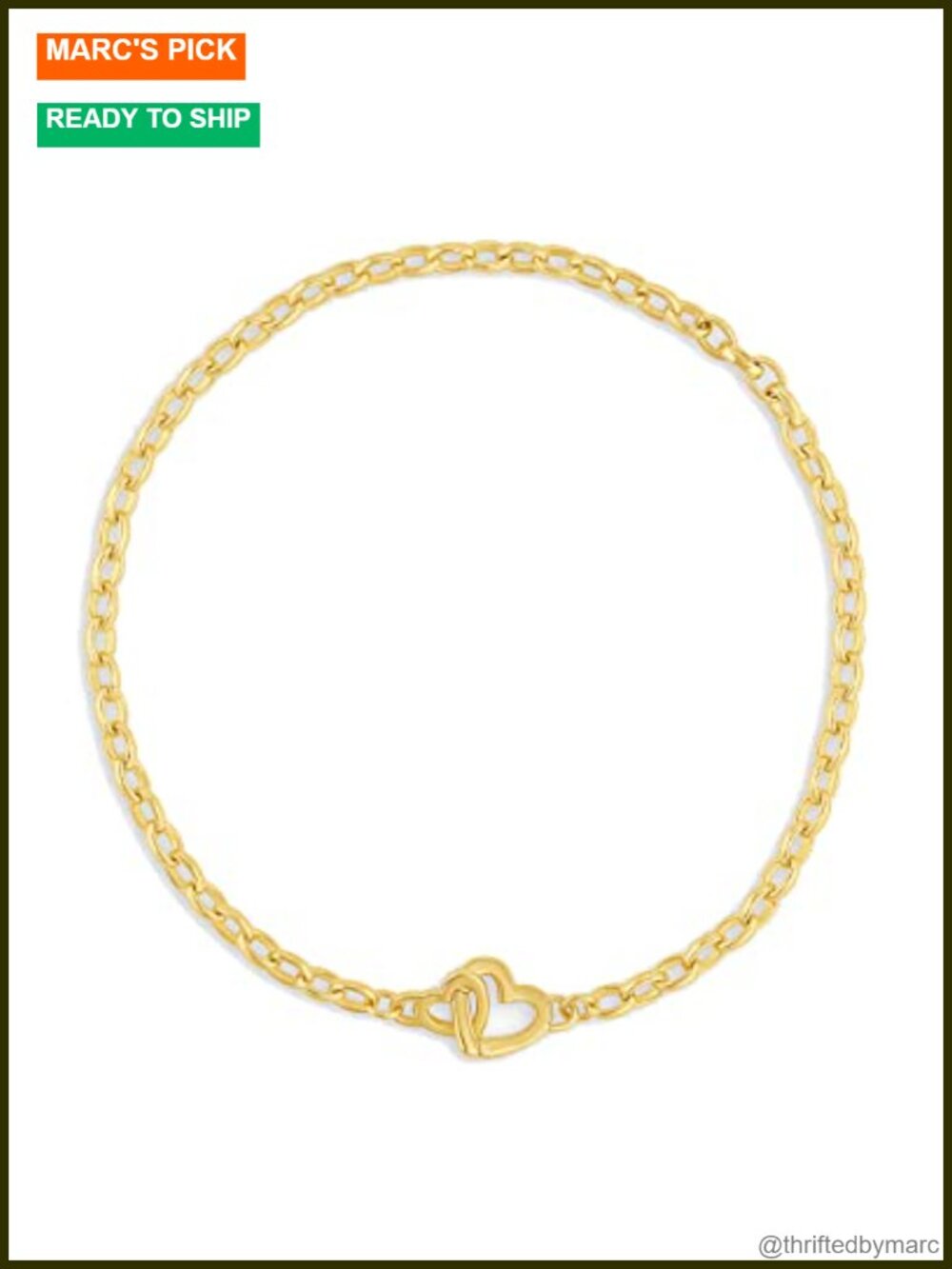 18k Gold Plated Interlocking Heart Bracelet Stacking 7.25"